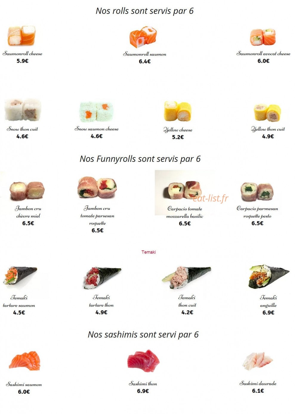 Sushi Happii — carte page 4