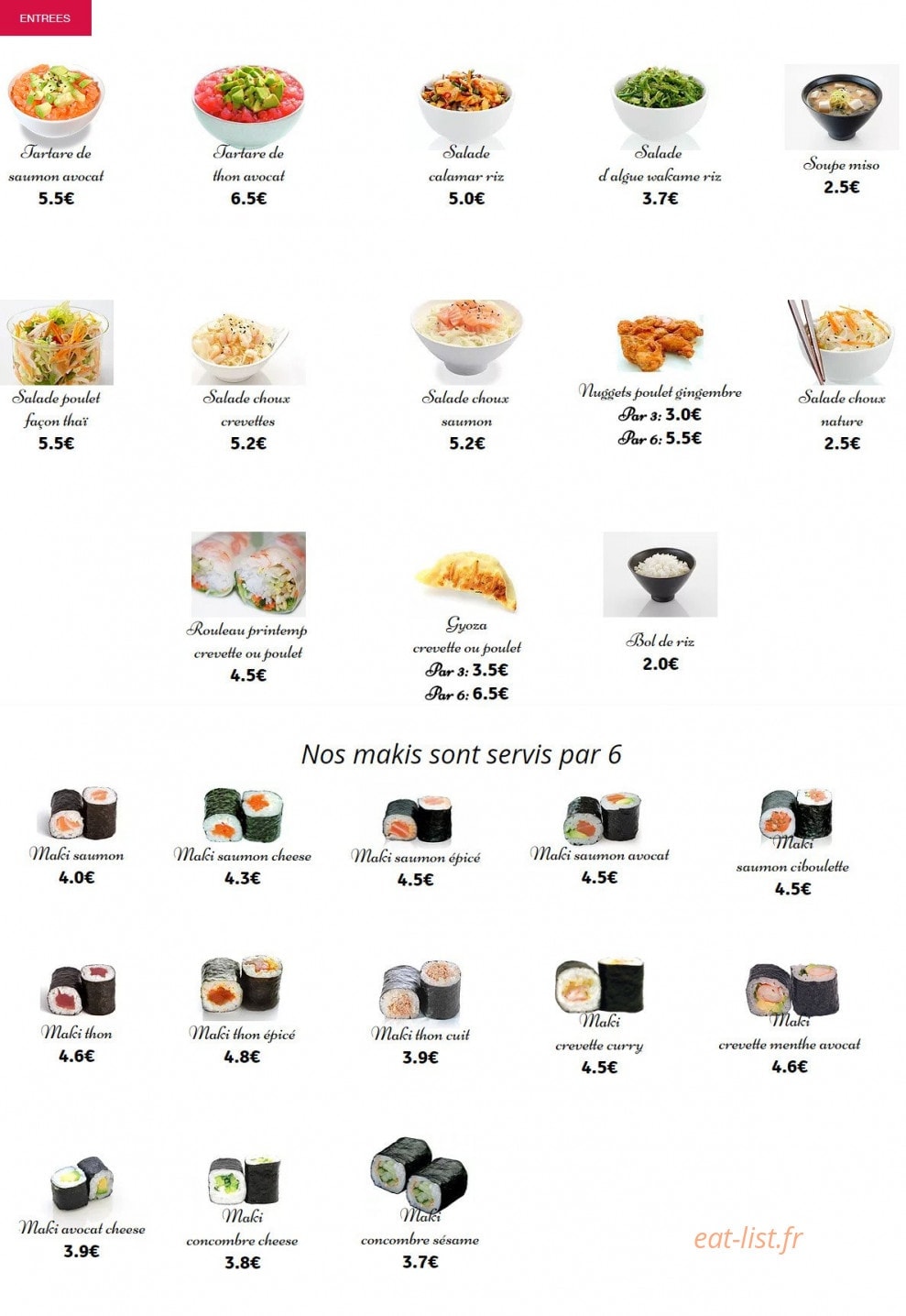 Sushi Happii — carte page 1
