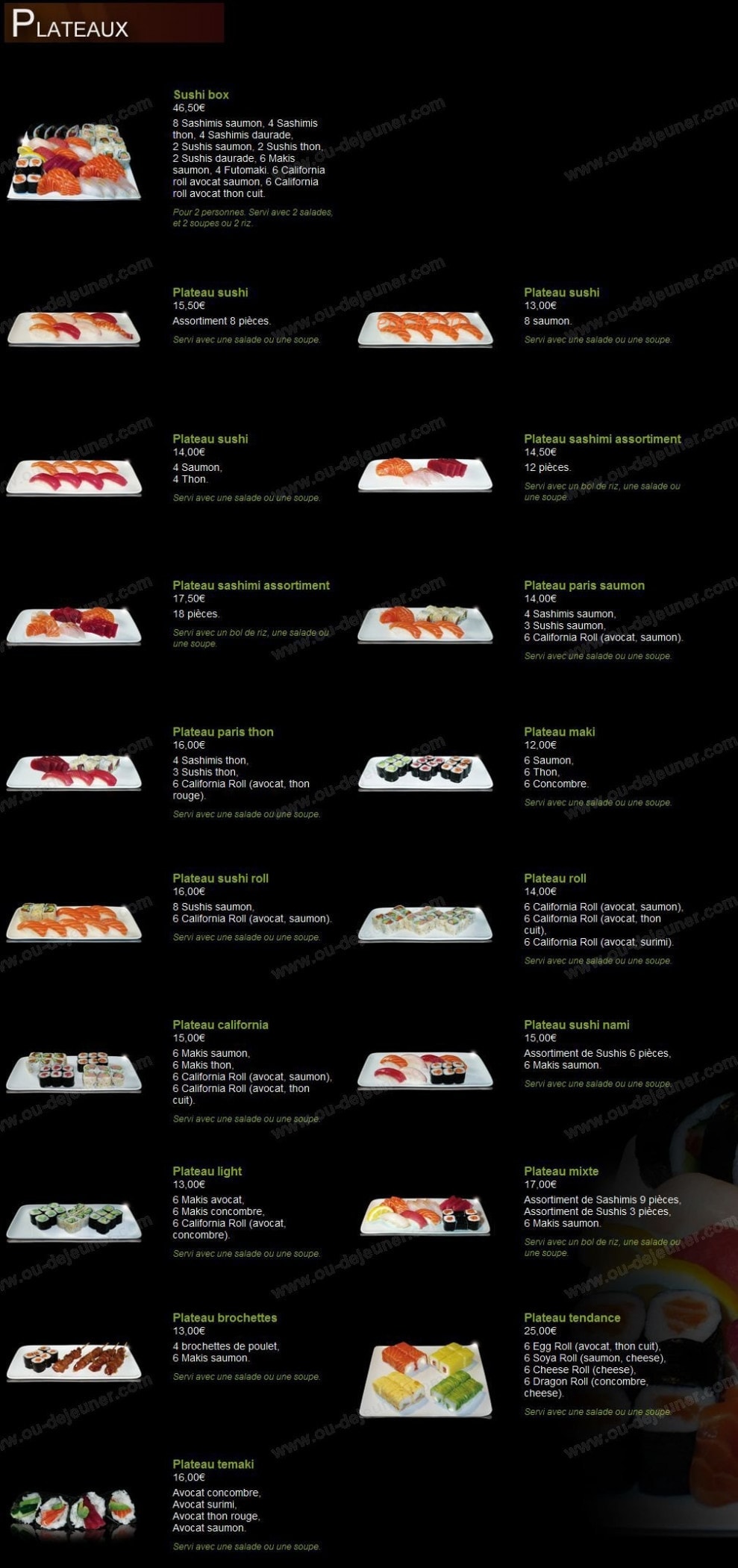 Sushi One — carte page 2