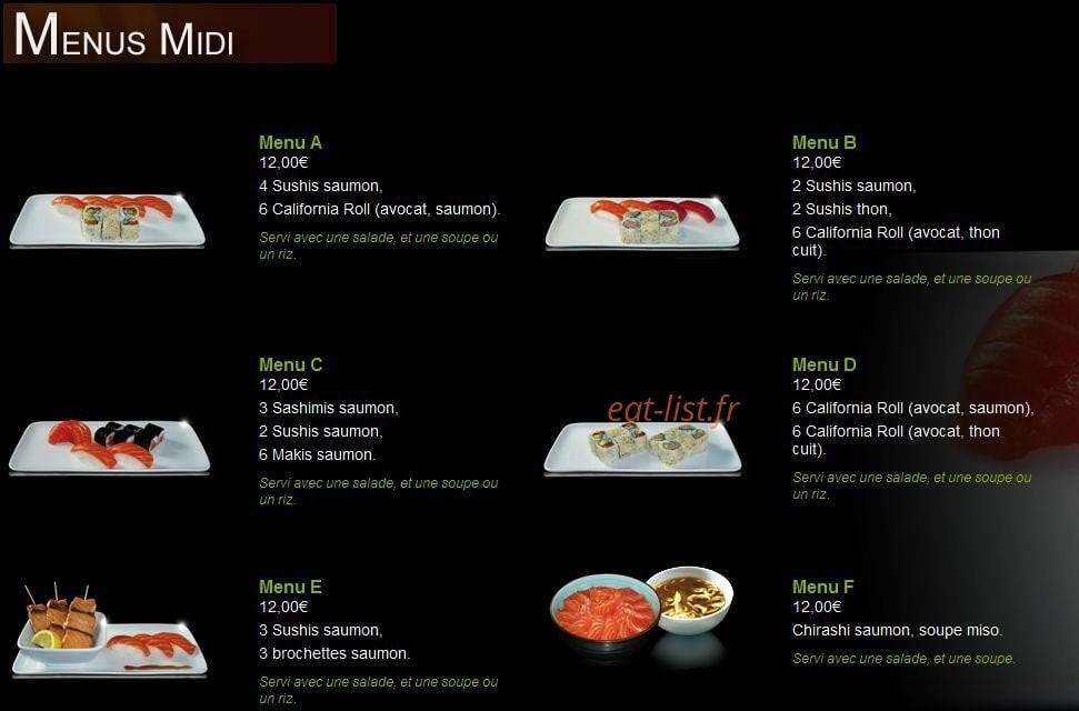 Sushi One — carte page 1