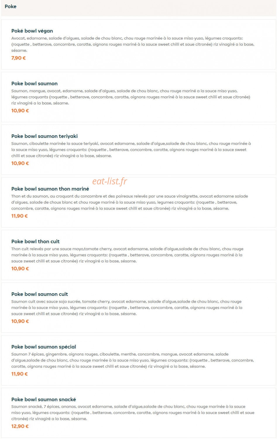 Sushi Poke Salade — carte page 8