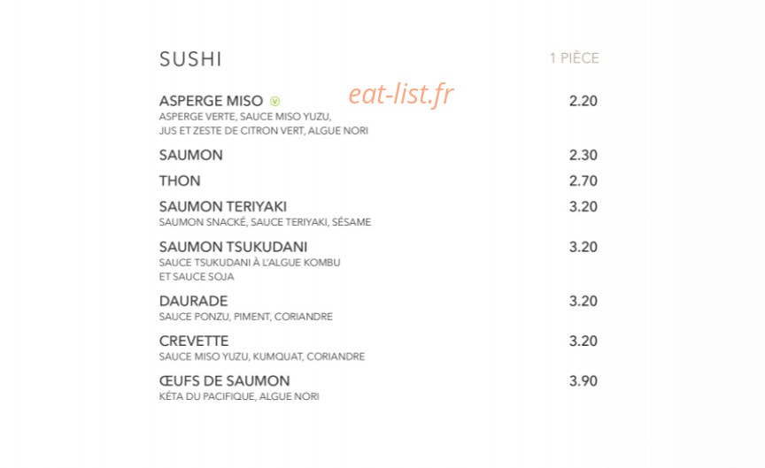 Sushi Shop — carte page 19