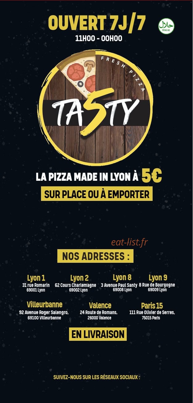 Ta5ty Pizza — carte page 1
