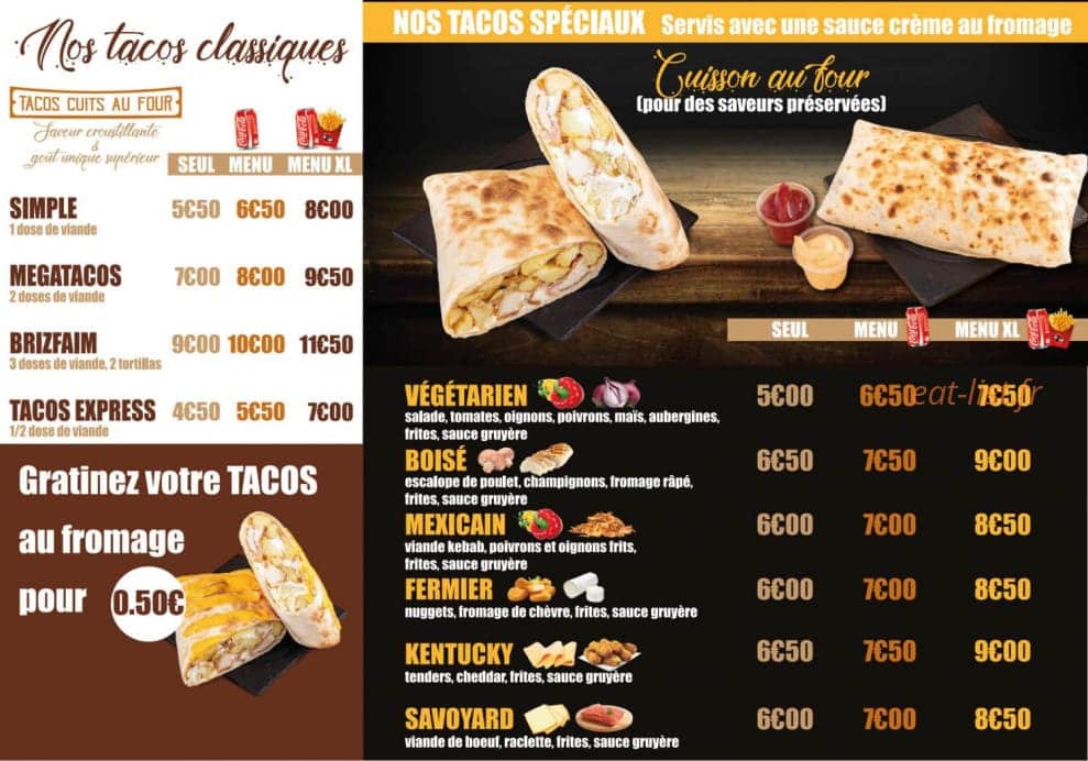Tacos Lebrizfaim — carte page 8