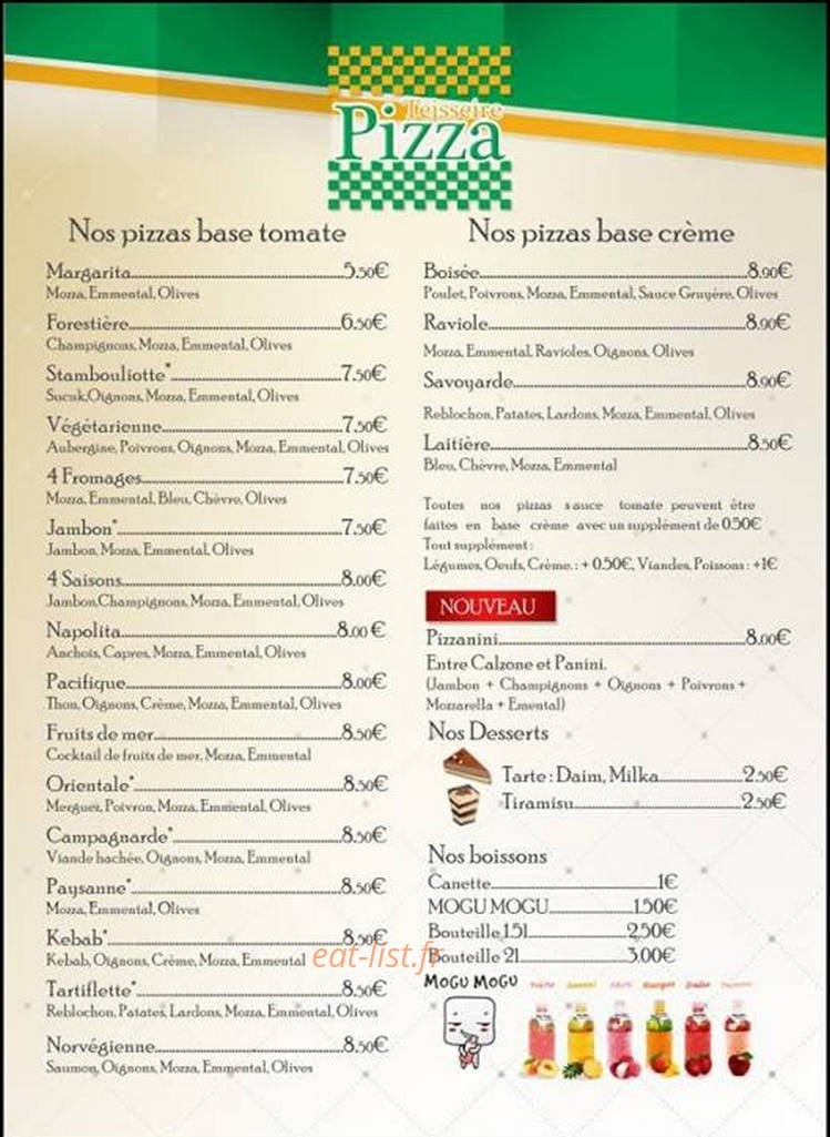 Teisseire pizza — carte page 1