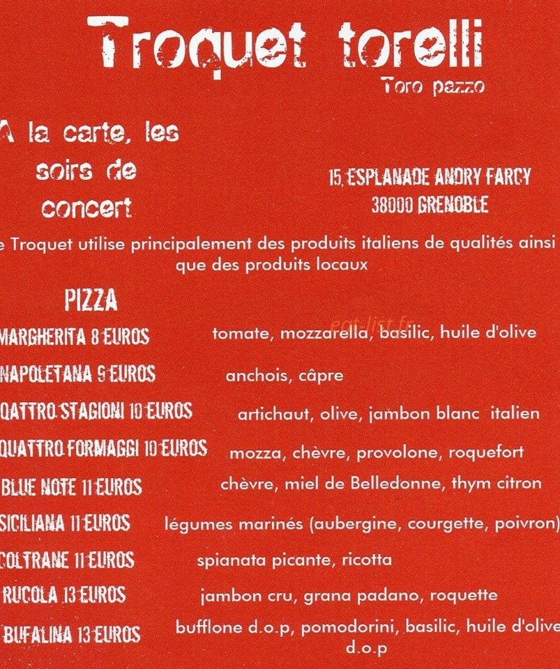 Troquet torelli — carte page 1