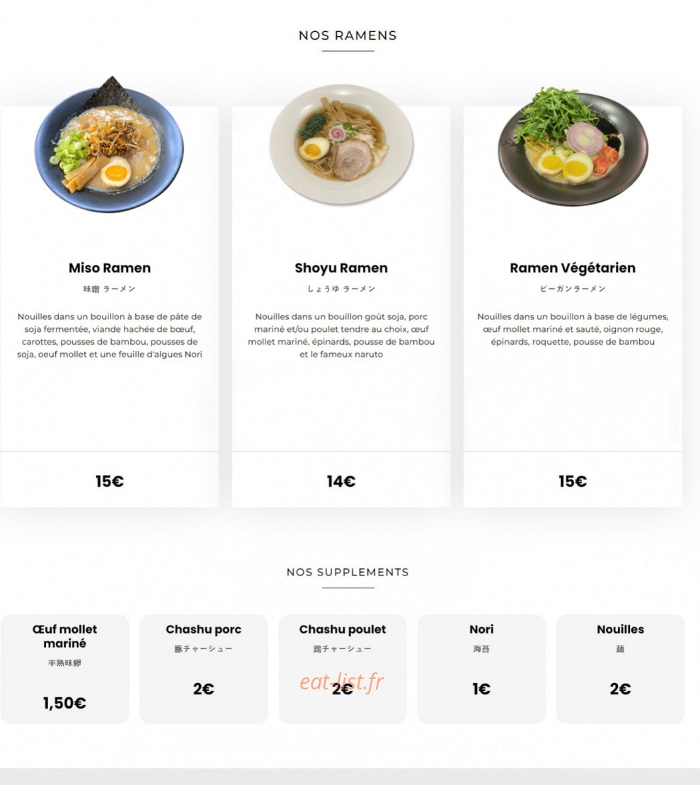 Yamato Ramen — carte page 1