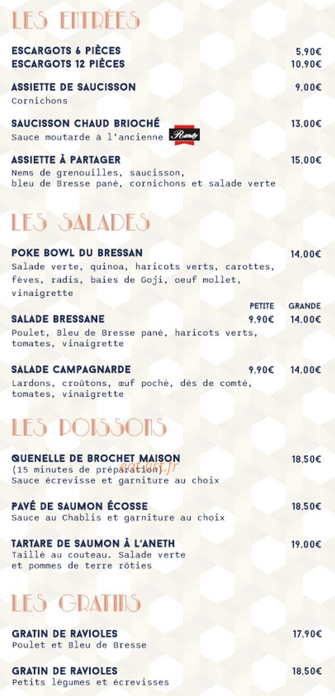Bistrot Bressan — carte page 1