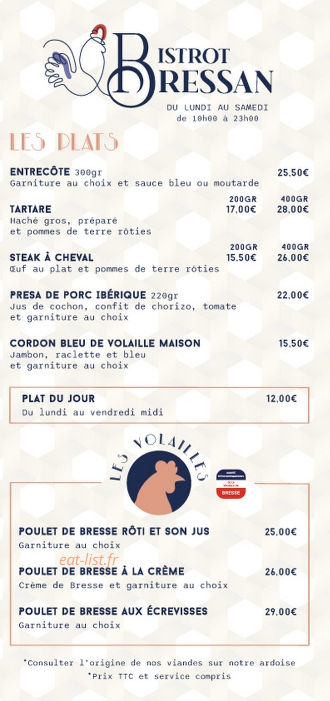 Bistrot Bressan — carte page 2