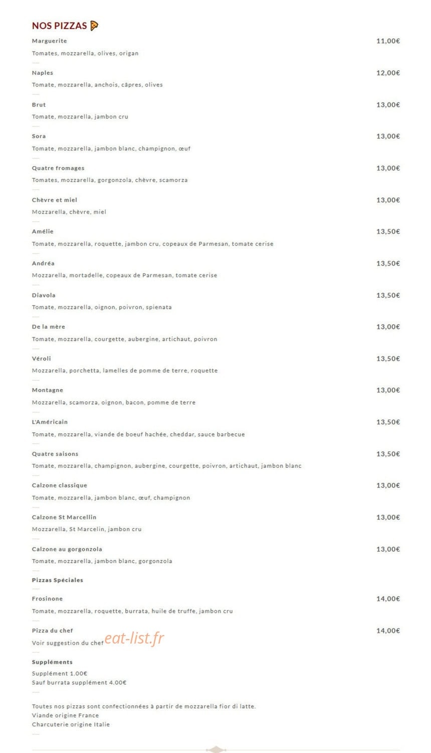 Trattoria La Piazza — carte page 1