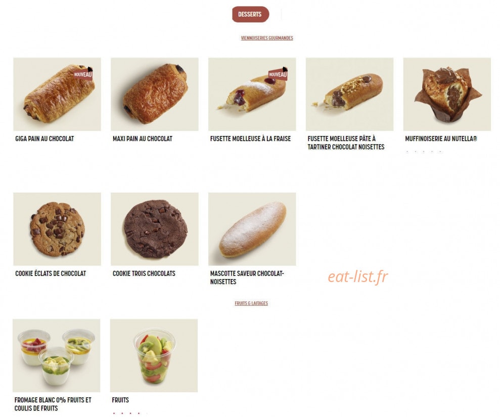 Brioche Dorée — carte page 5