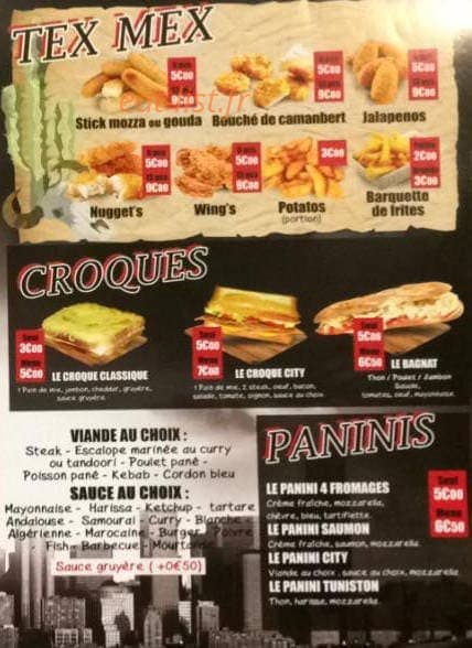 City Food — carte page 4