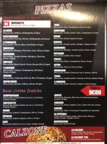 City Food — carte page 1