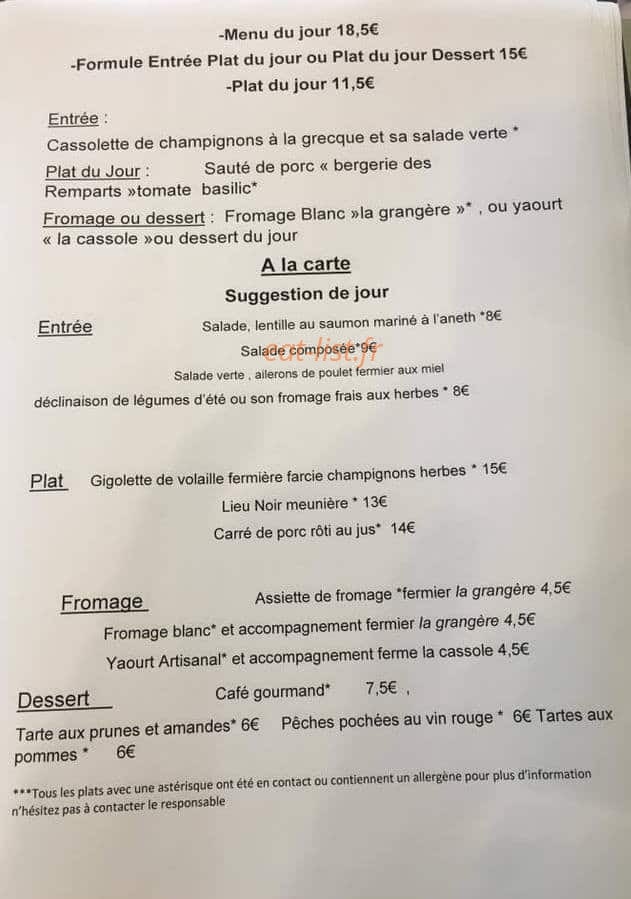 Le Béa Ba — carte page 1