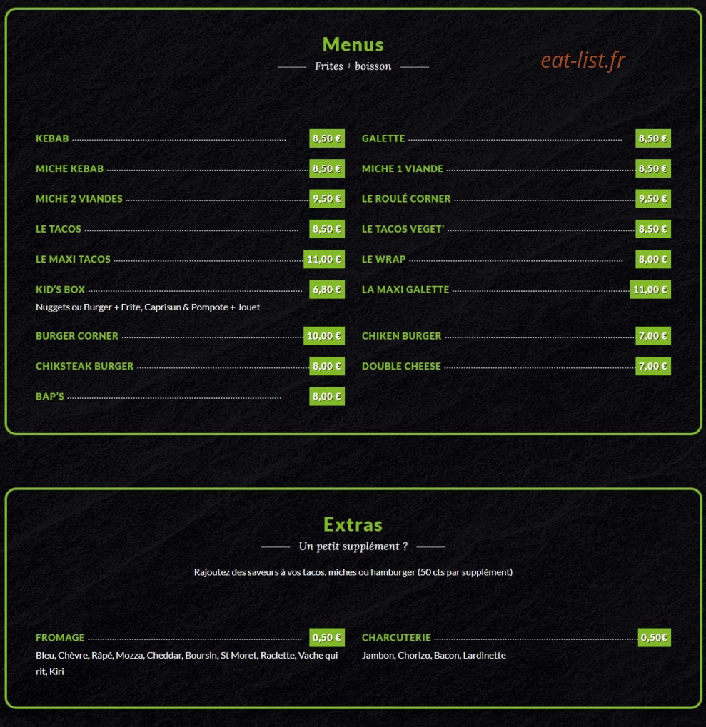 Resto Corner — carte page 5