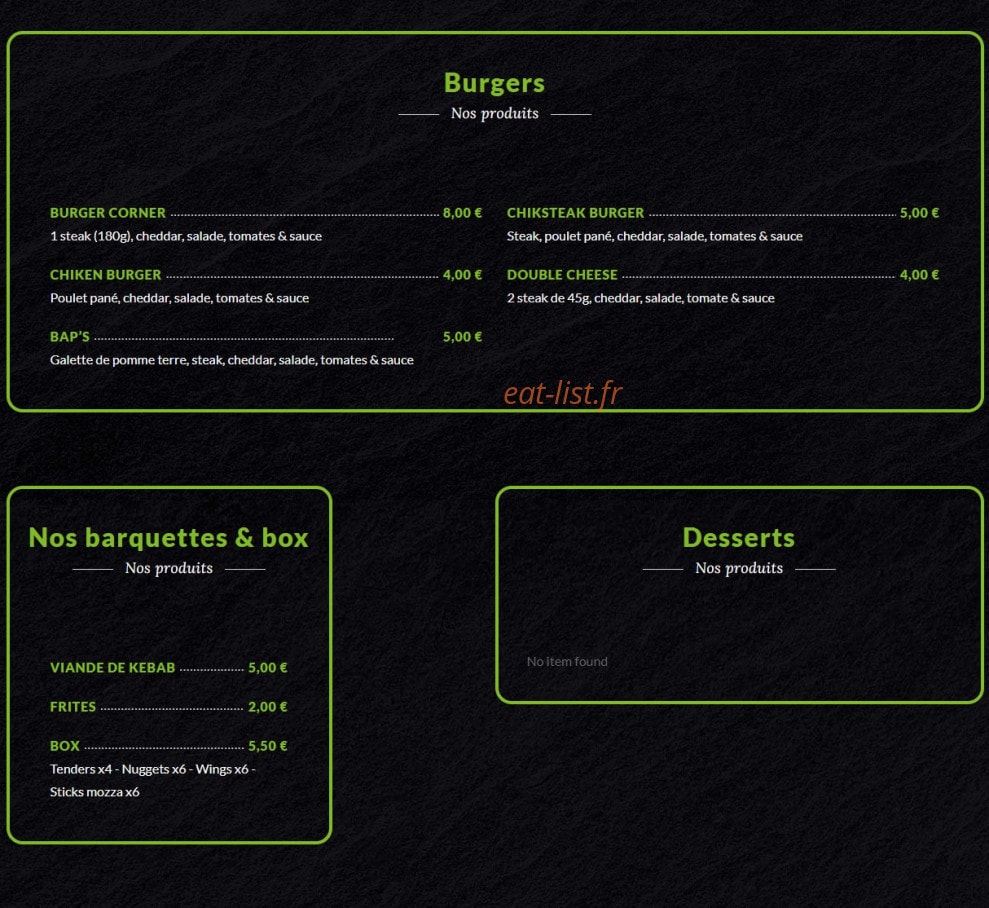 Resto Corner — carte page 4