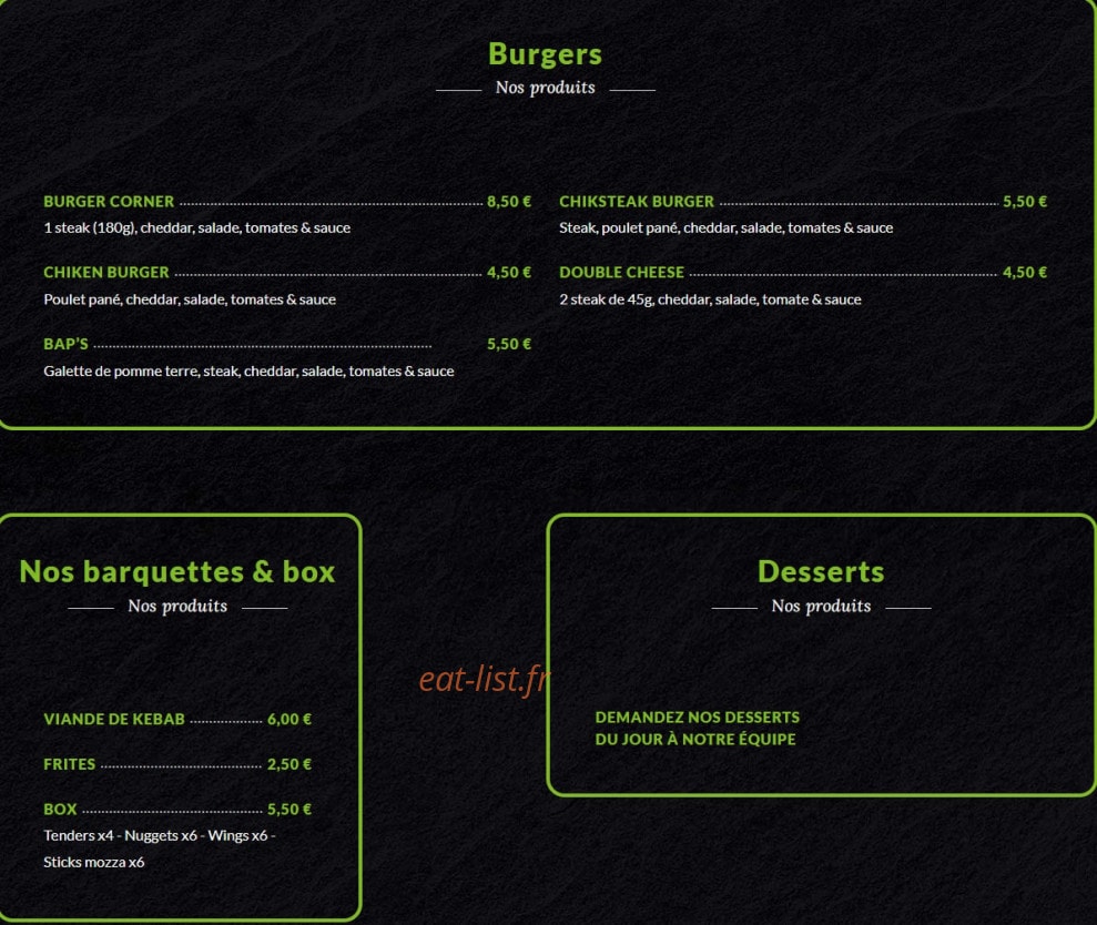 Resto Corner — carte page 3