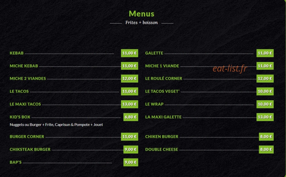 Resto Corner — carte page 4