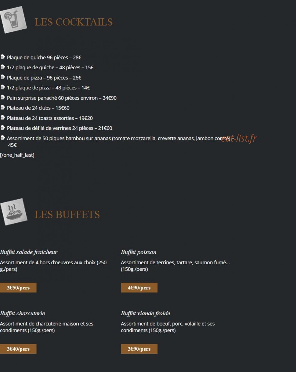 Le Relais Gourmand — carte page 1
