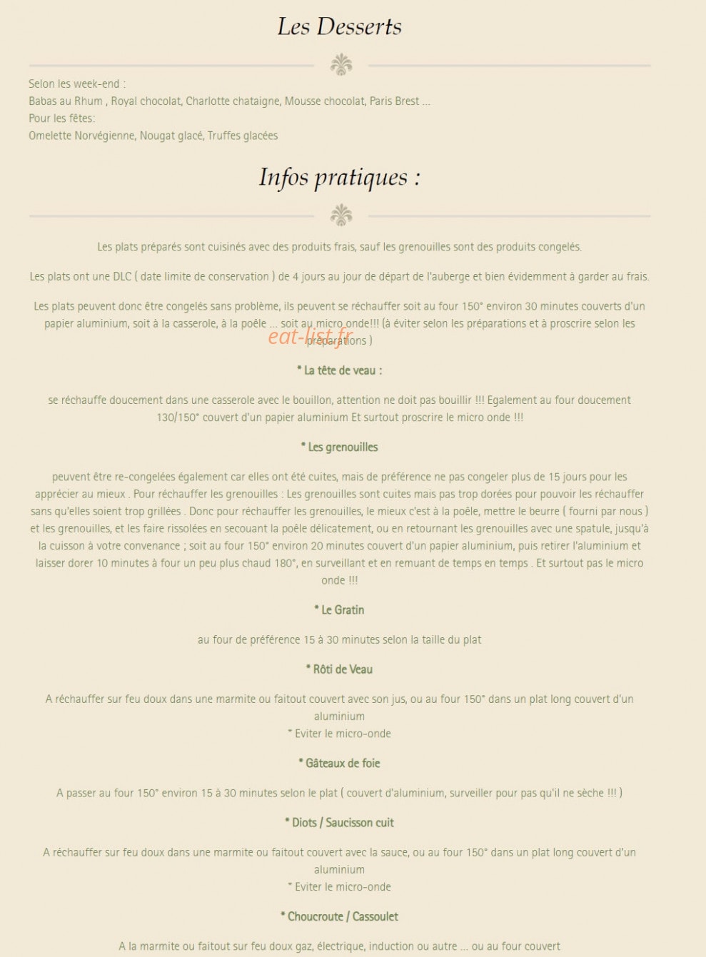 Auberge Dauphinoise — carte page 3