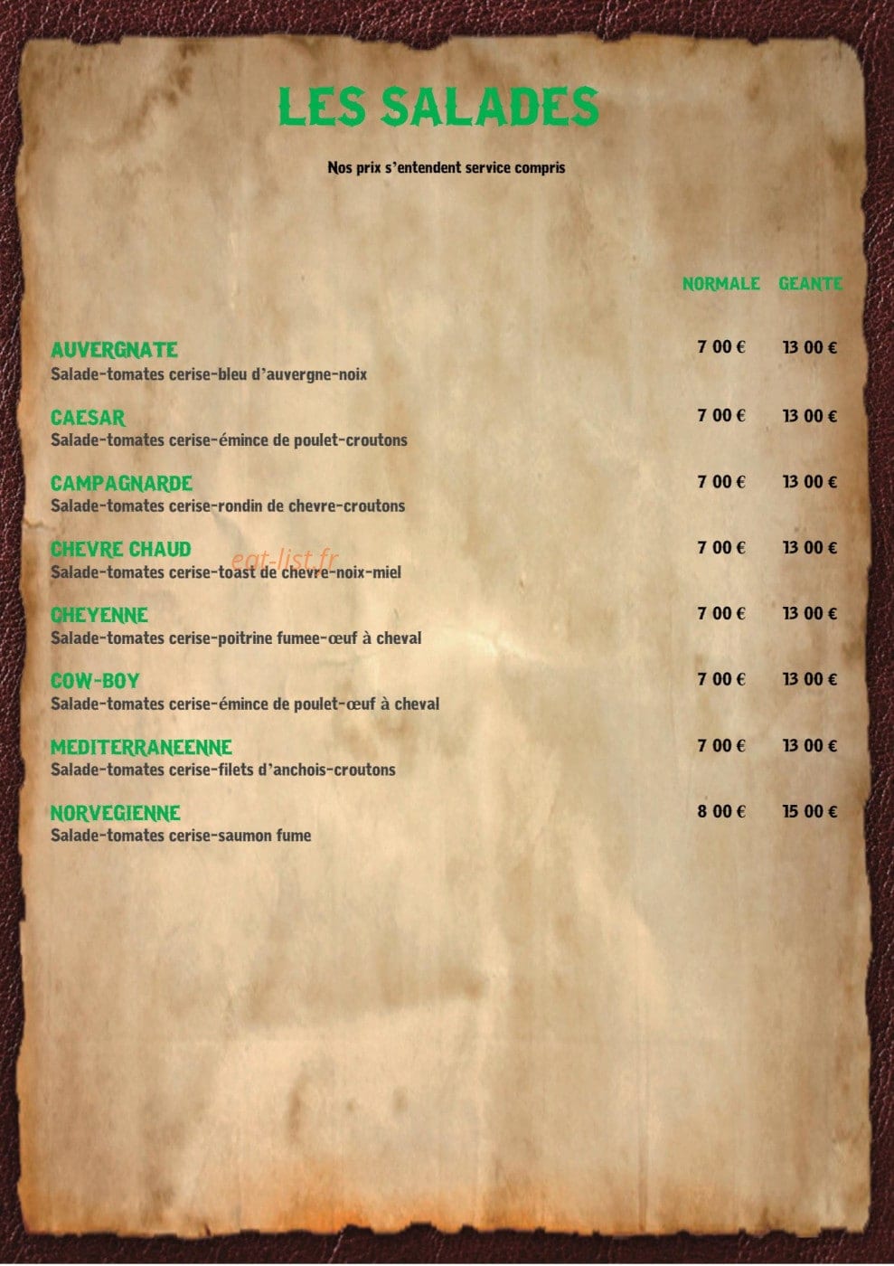 Food'saloon — carte page 2
