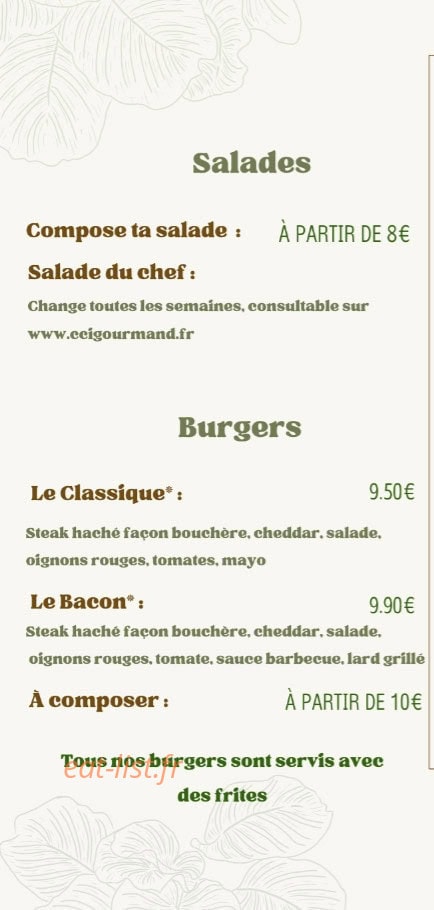C'ci Gourmand — carte page 1