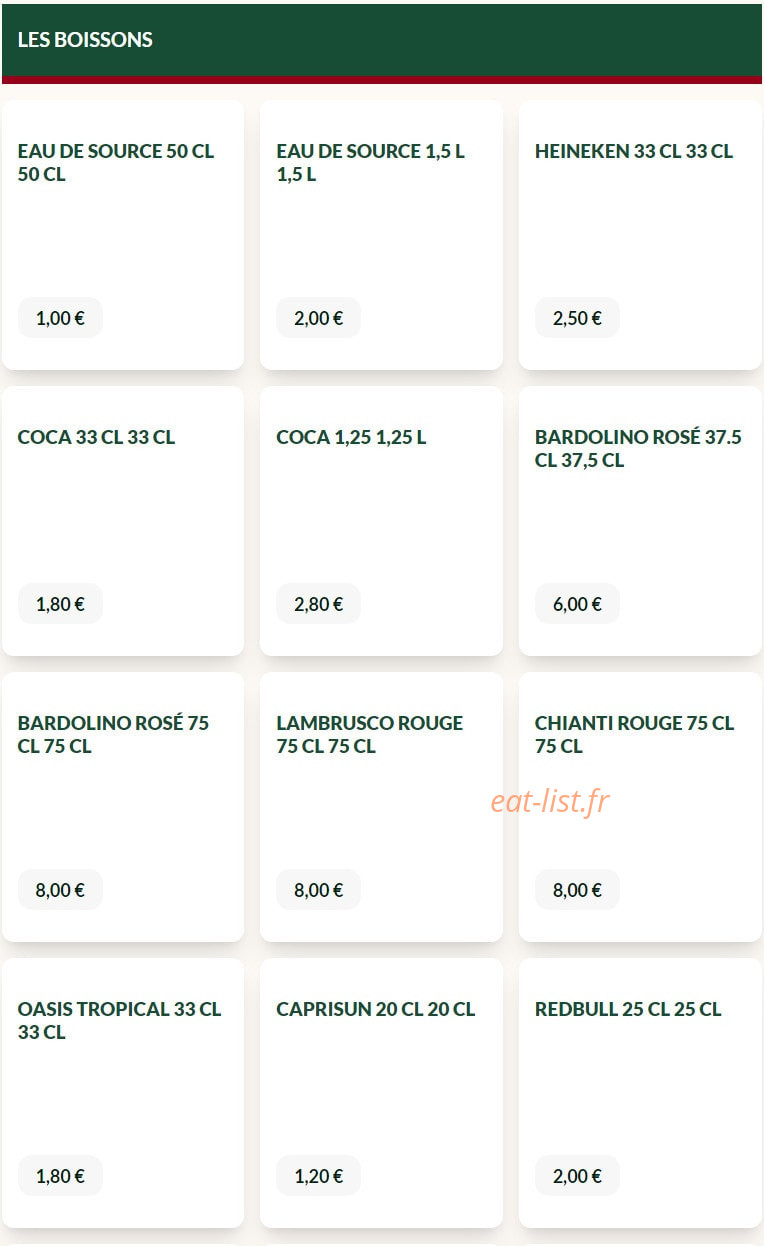Le Kiosque à Pizzas — carte page 6