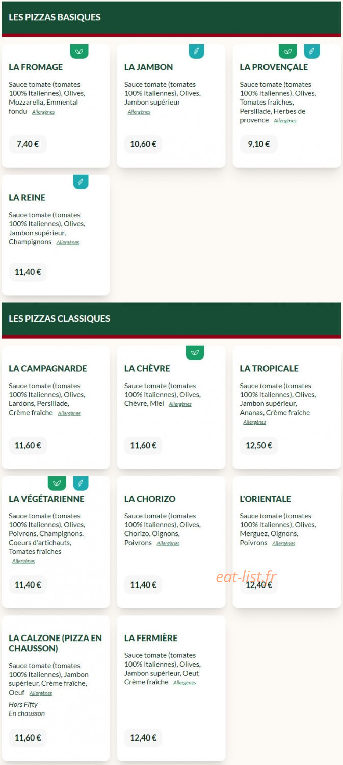 Le Kiosque à Pizzas — carte page 2