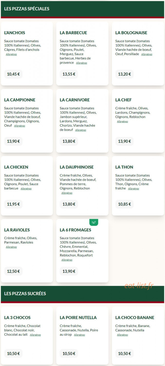 Le Kiosque à Pizzas — carte page 3