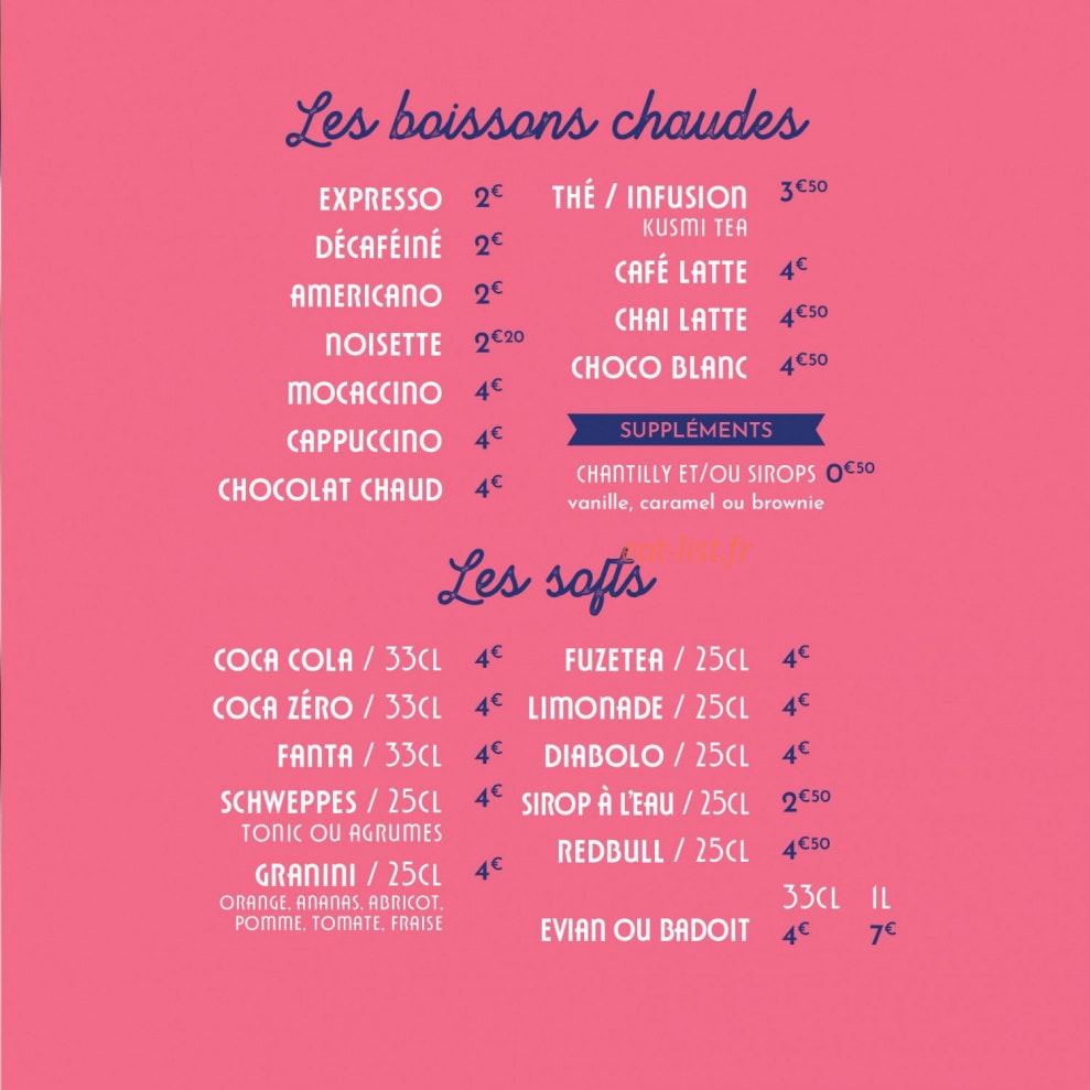 Carte et menu de Le SteakHouse de Colette à Villefontaine — Les boissons chaudes, softs