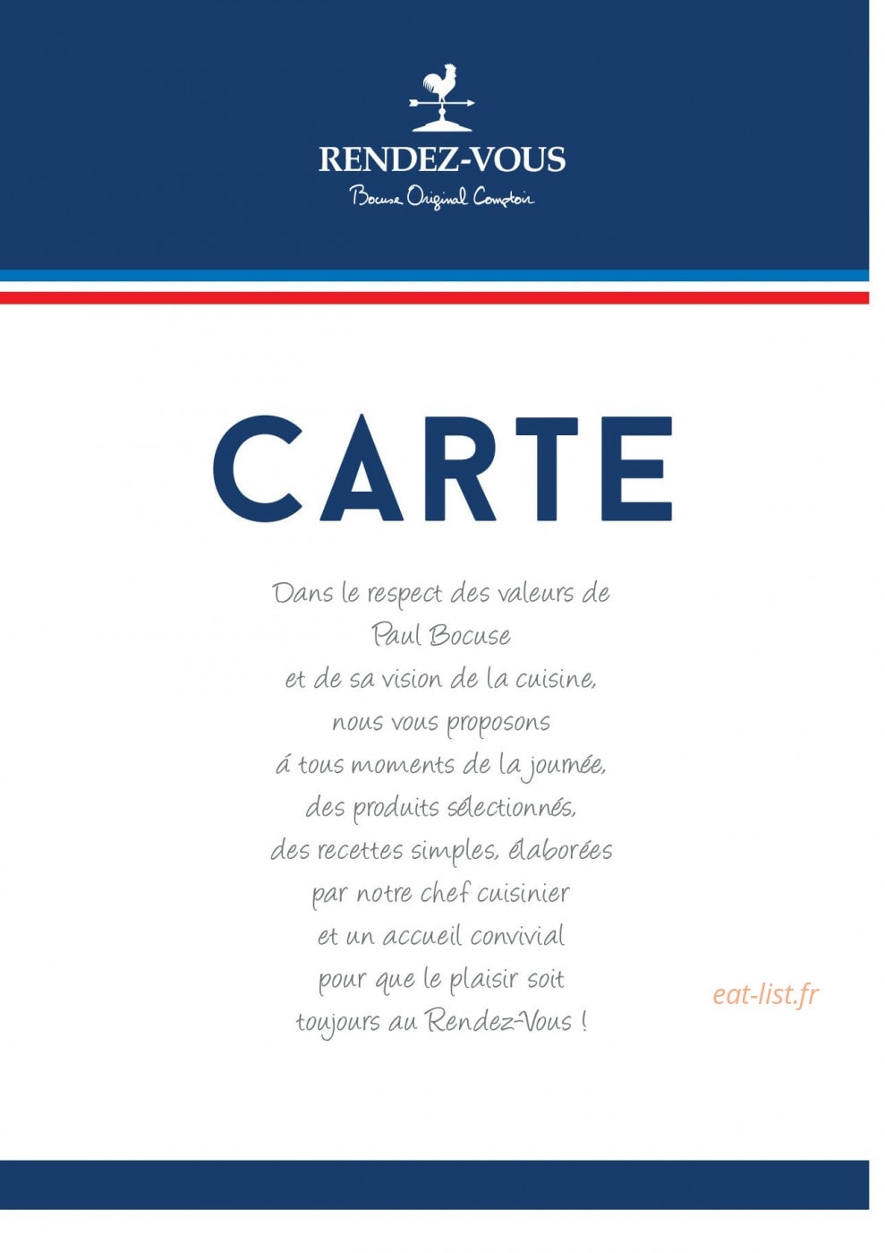Rendez-vous Bocuse — carte page 1