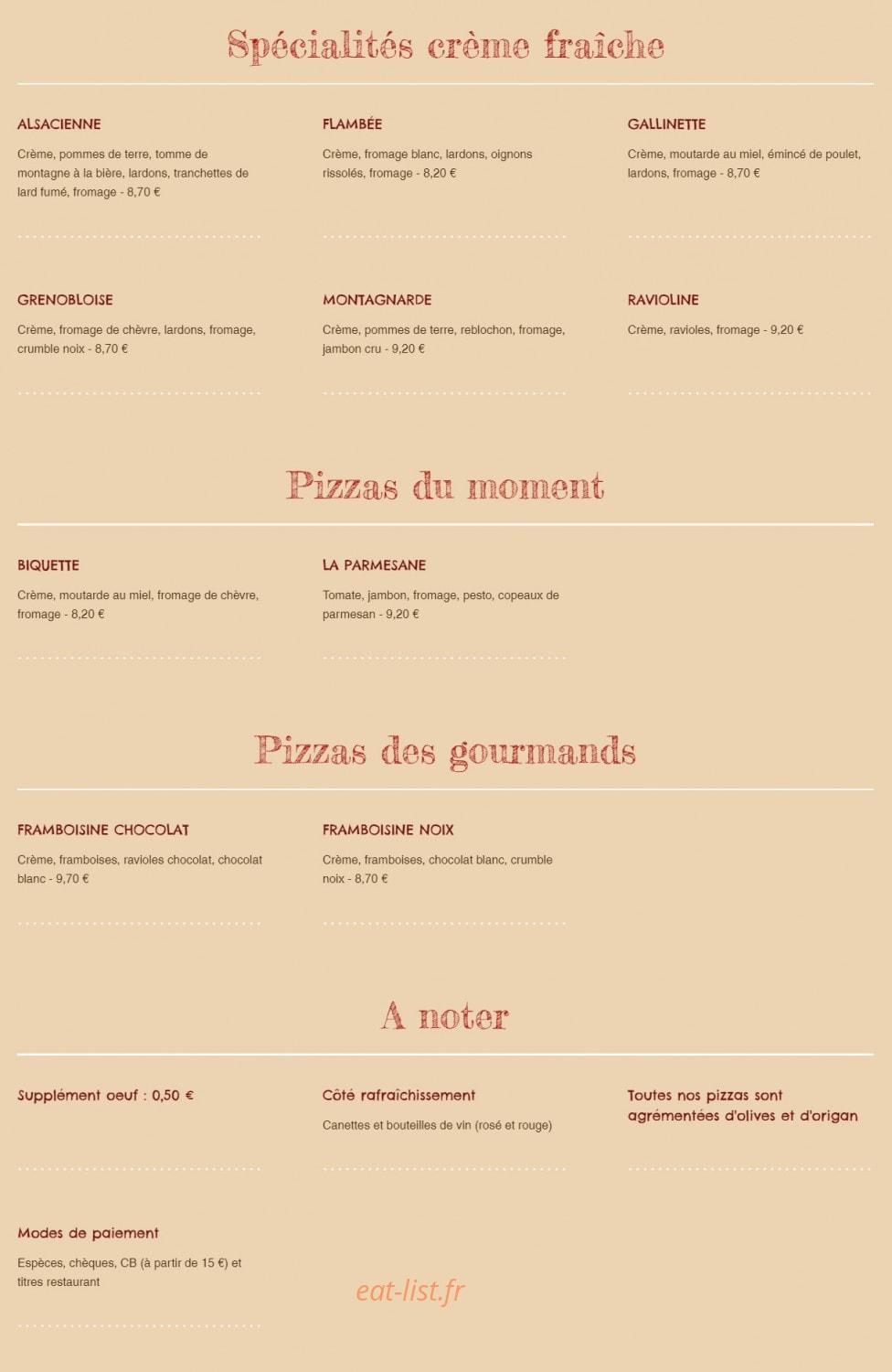 Dolo Pizza — carte page 2