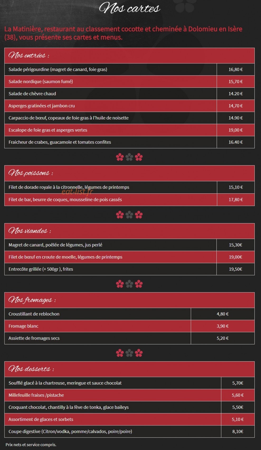 La Matinière — carte page 1