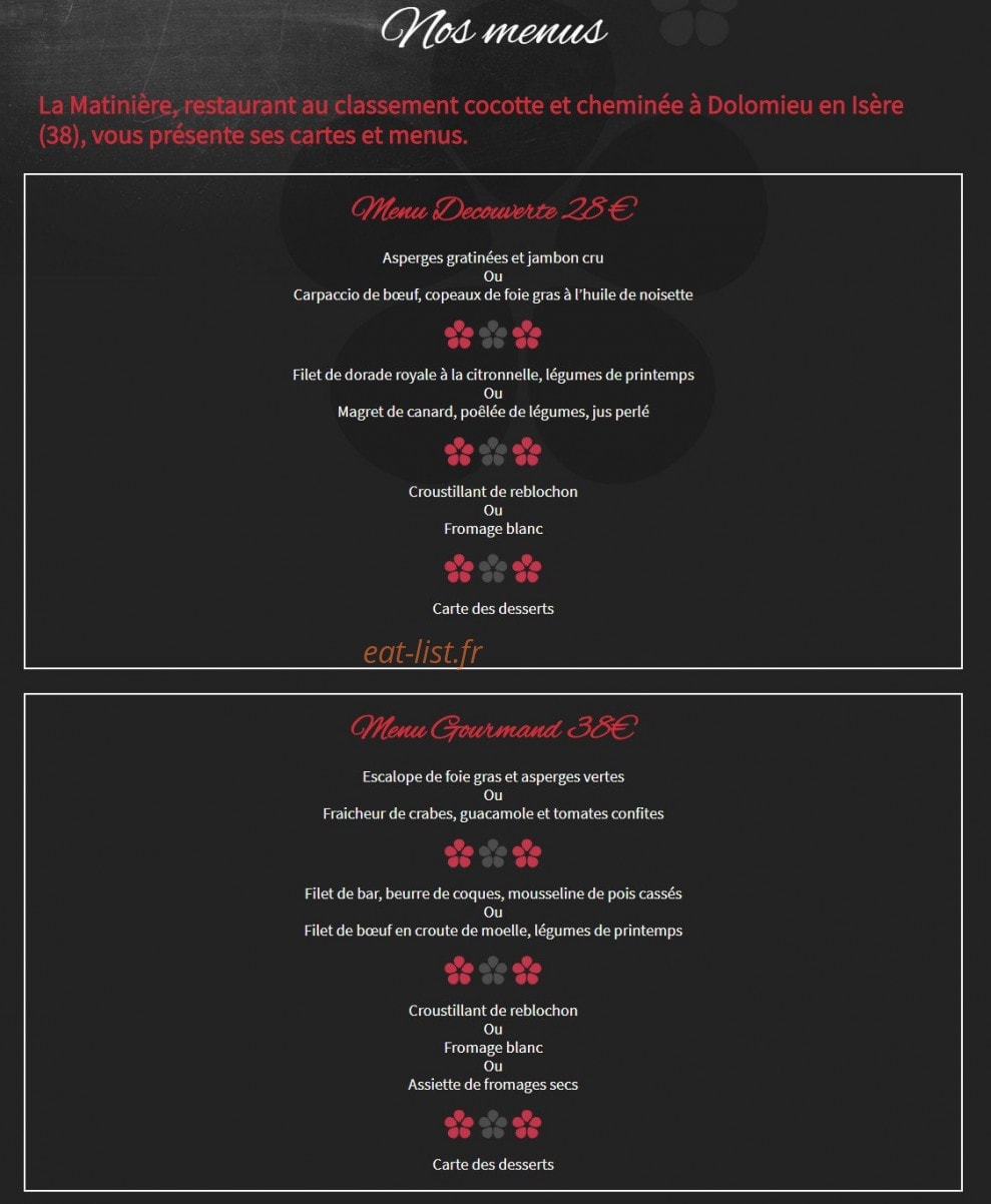 La Matinière — carte page 2