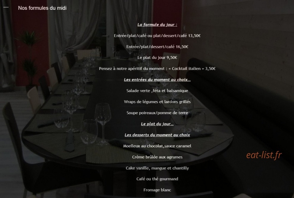 Côté saveurs — carte page 1