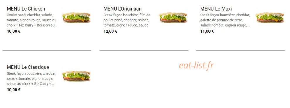 Carte et menu de India naan la tour du pin à La Tour du Pin — Les hamburgers menus