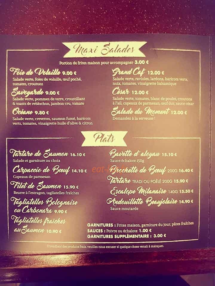 Le Grand Cafe — carte page 1