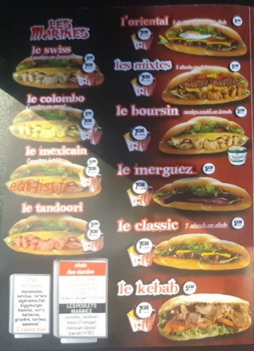 Menu Le Regal - Les sandwichs