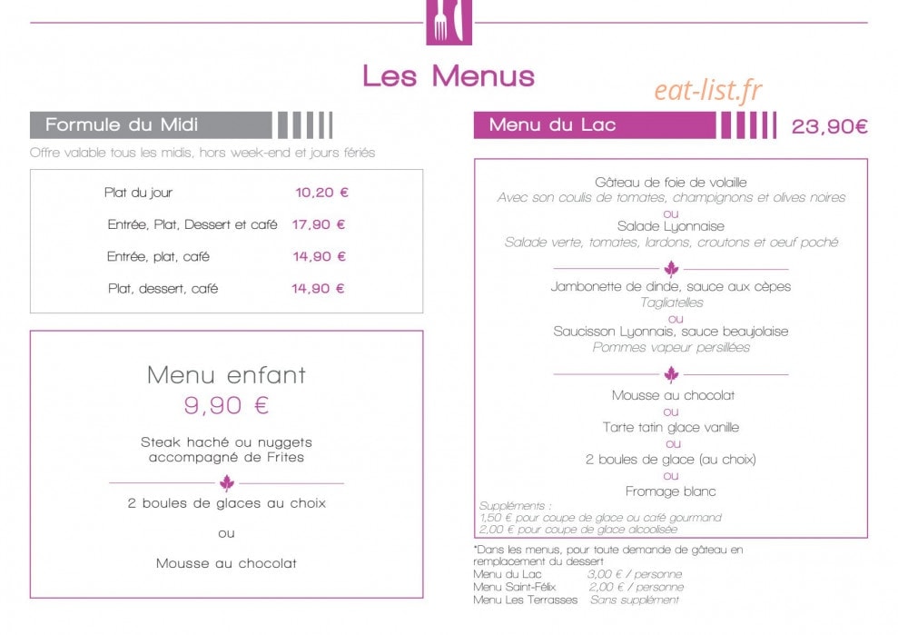 Les Terrasses du Lac — carte page 2
