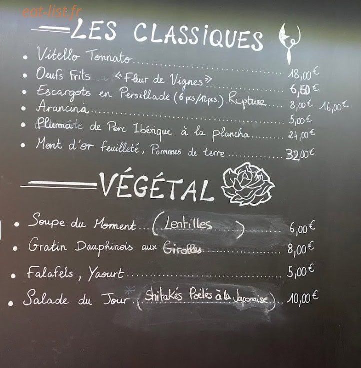 Fleur de Vignes — carte page 1