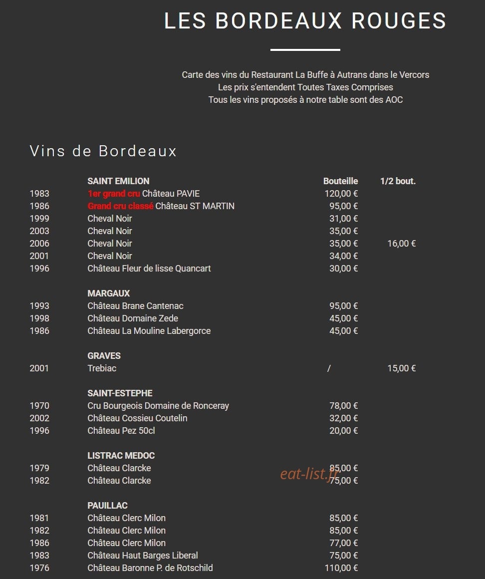 Hôtel Restaurant de la Buffe — carte page 4
