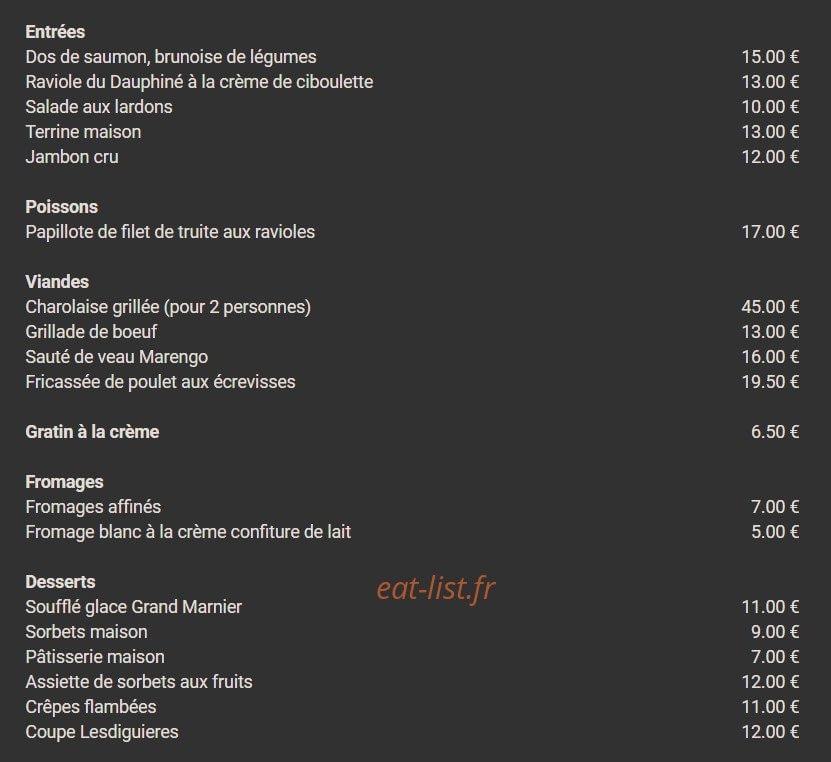 Hôtel Restaurant de la Buffe — carte page 3
