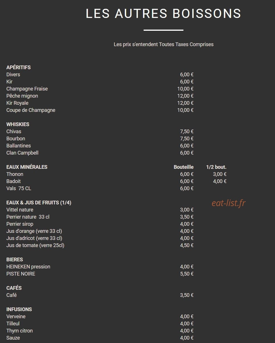 Hôtel Restaurant de la Buffe — carte page 10