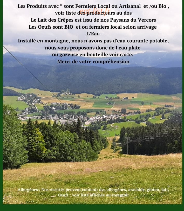 Carte et menu de La Pause Marmotte 1300 à Autrans-Méaudre en Vercors — Les informations