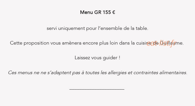 Carte et menu de Palégrié chez l'Henri à Autrans-Méaudre en Vercors — Menu gr 155 €