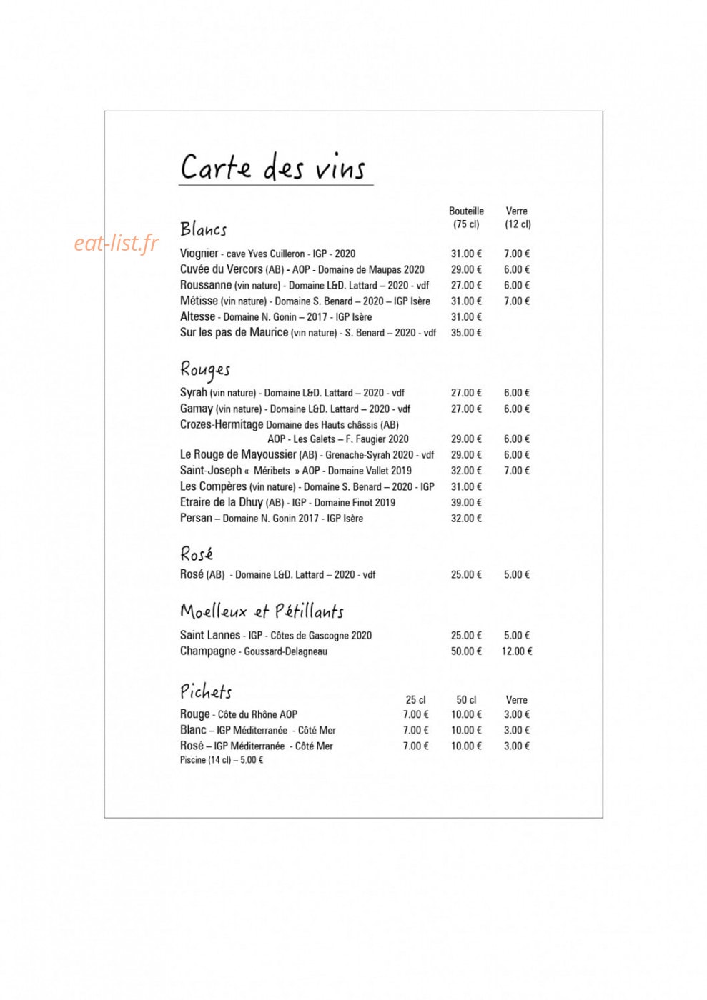 La Table de la Fontaine — carte page 2