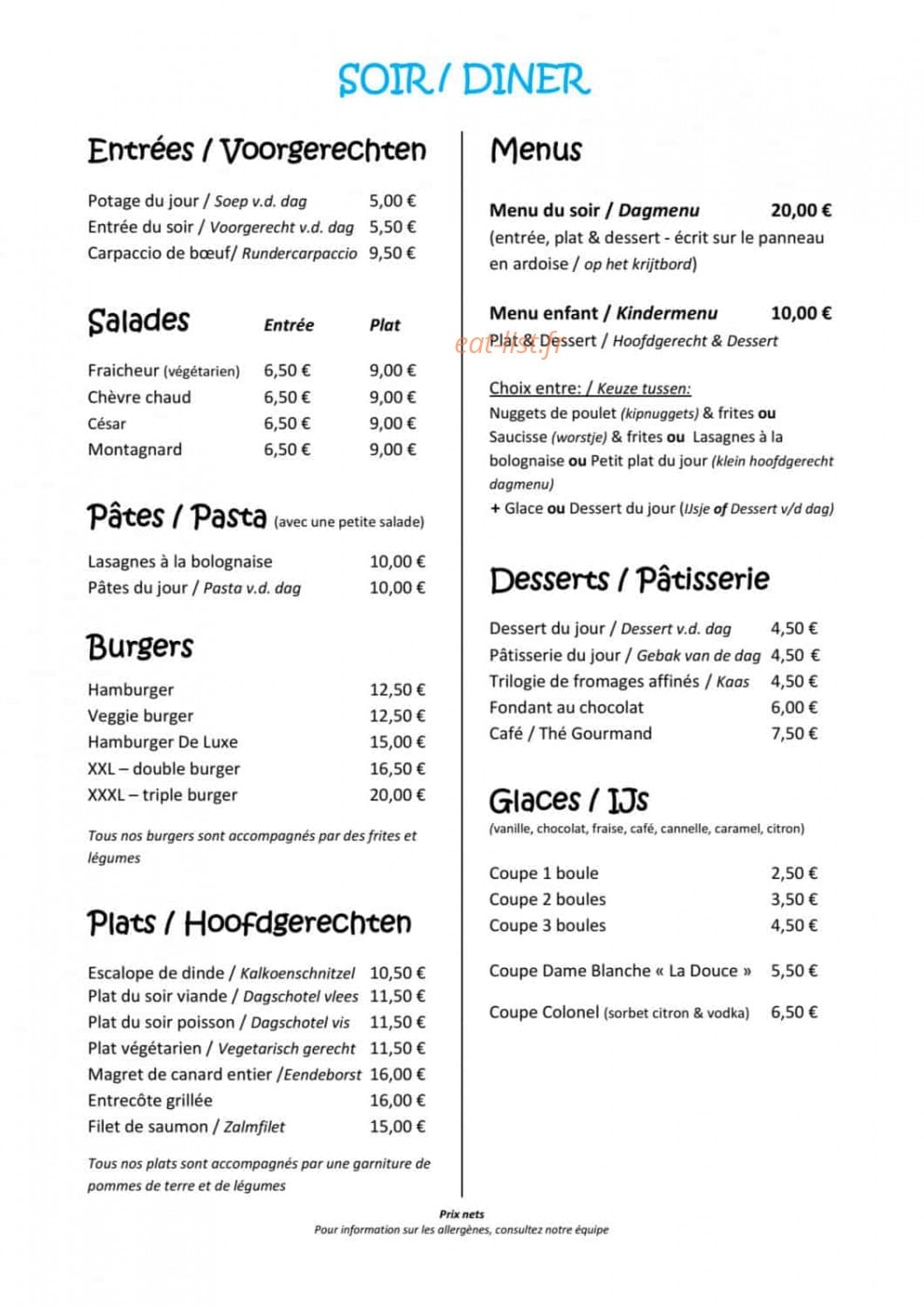 Auberge La Douce Montagne — carte page 2