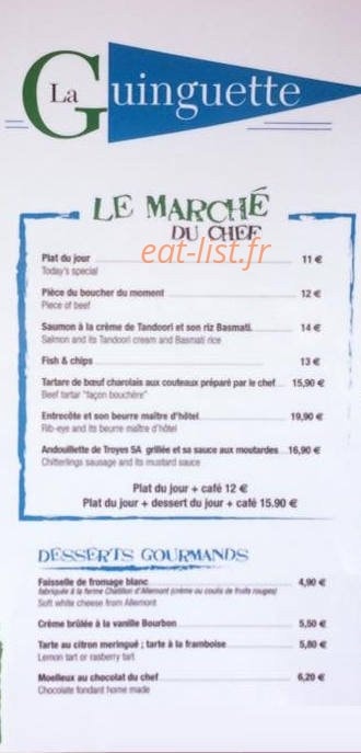 La Guinguette — carte page 2