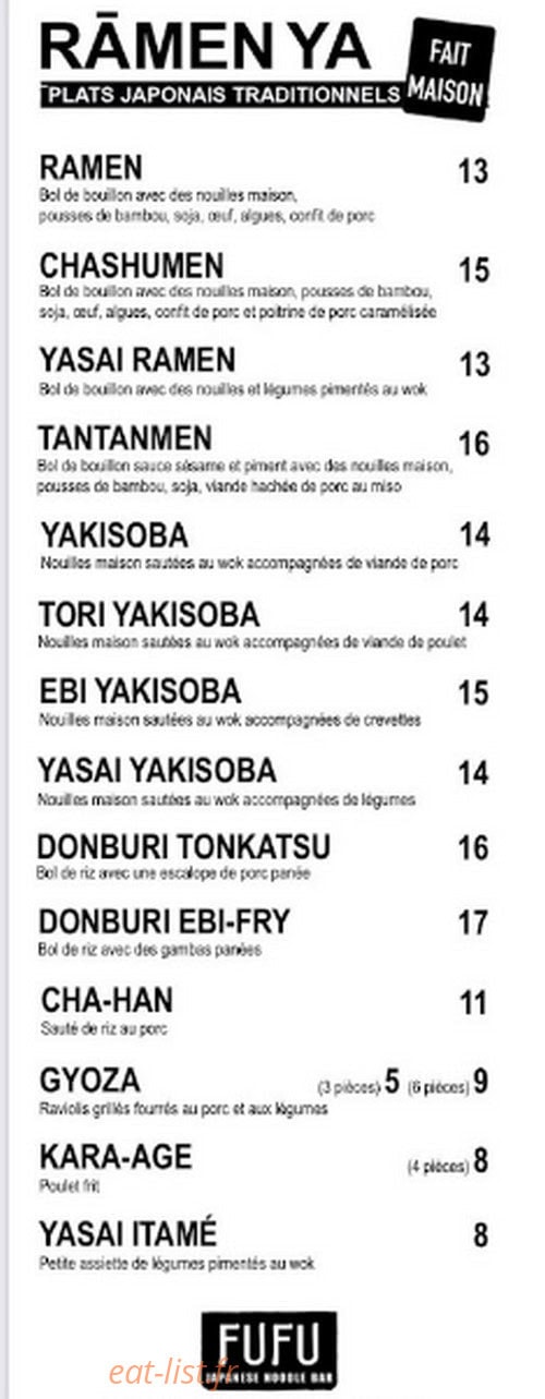 Carte et menu de Le Chamois Rouge by Fufu Ramen à Oz — Les ramen ; yasai ramen et yakisoba ...