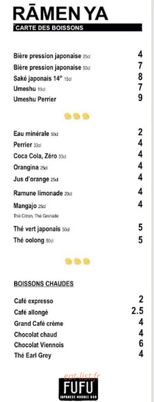 Carte et menu de Le Chamois Rouge by Fufu Ramen à Oz — Les sakés ; bières et boissons chauds ...